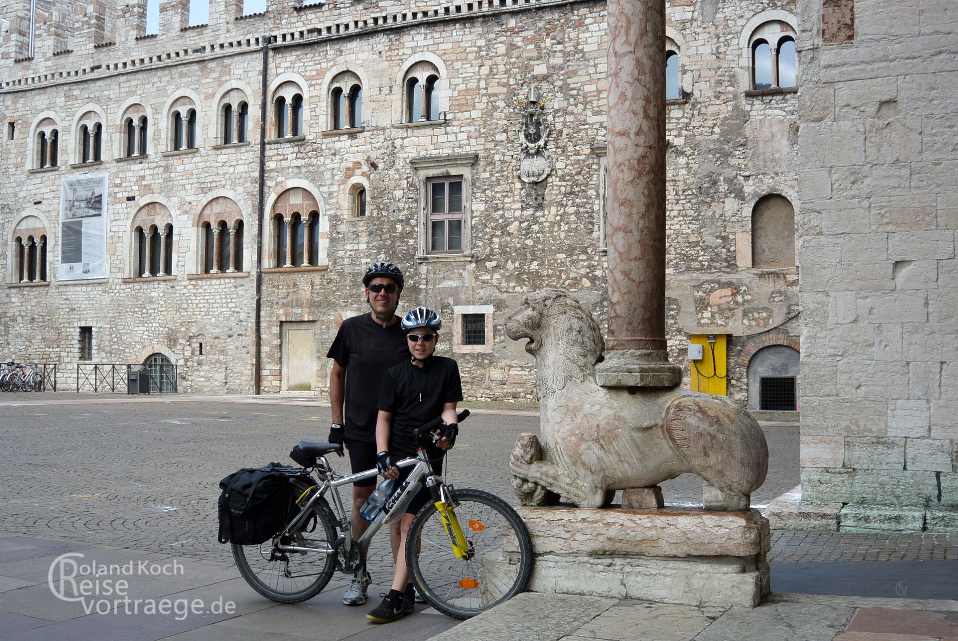 Via Claudia Augusta, by bike at the cathedral square Trento Trento, Italy